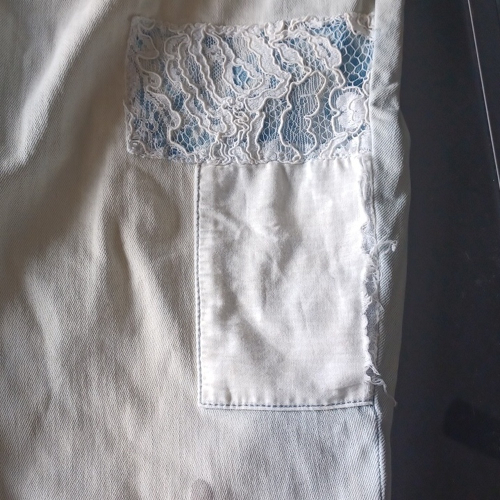 Chico's Light Blue Patchwork Ankle Jeans - Picture 9 of 9